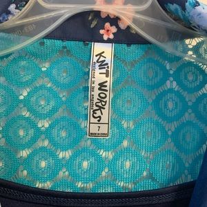Knit Works girls navy and teal dress size 7